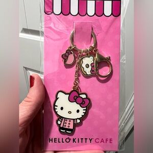 ** Authentic Hello Kitty Cafe Sanrio Hello Kitty Pink and Black Keychain **